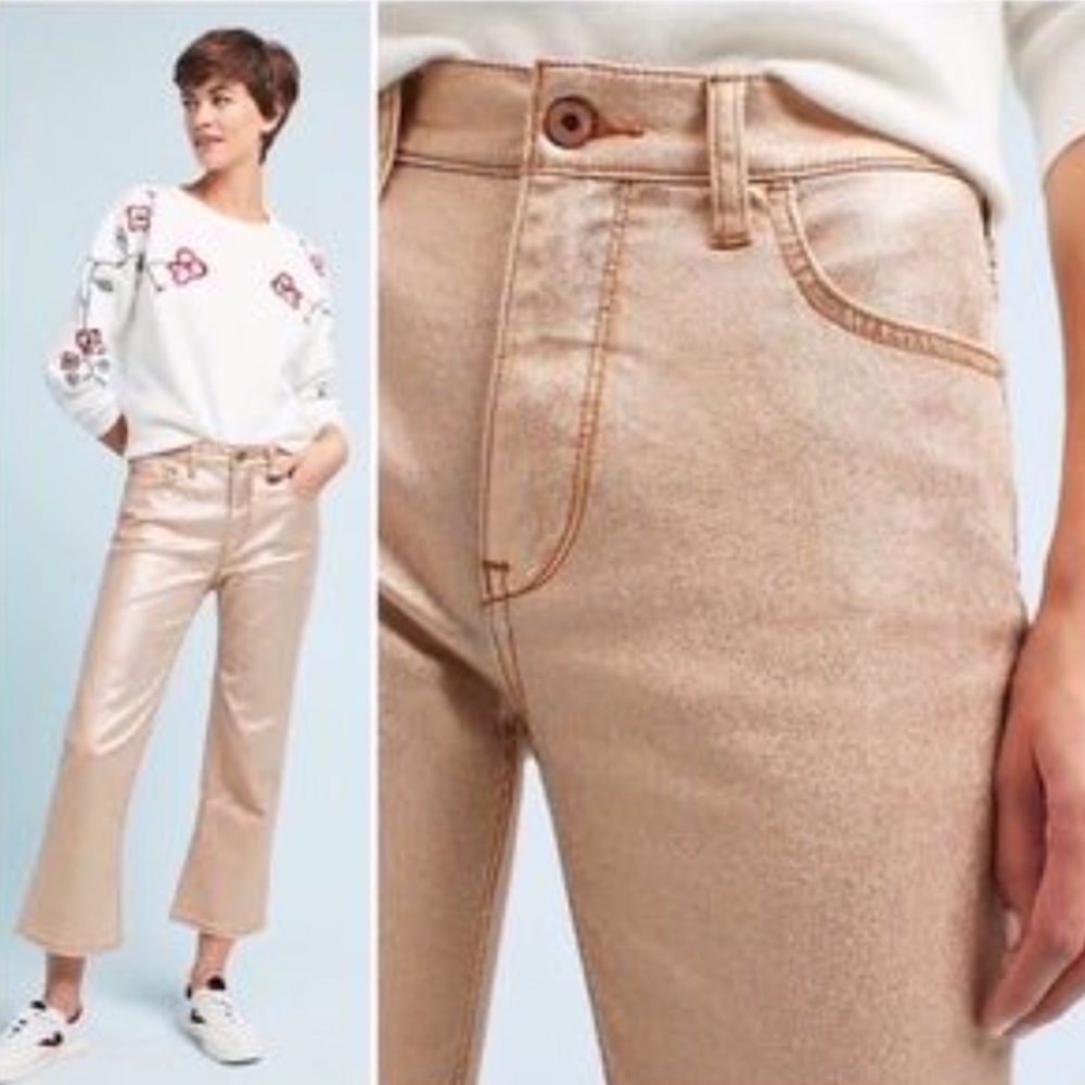 Pilcro rose copper gold cropped jeans - Picture 2 of 3